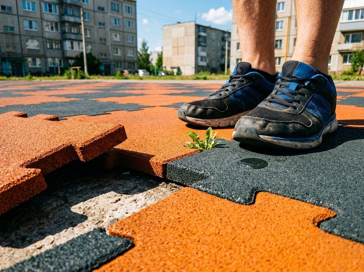 резиновое покрытие для спортивной площадки на улице фото